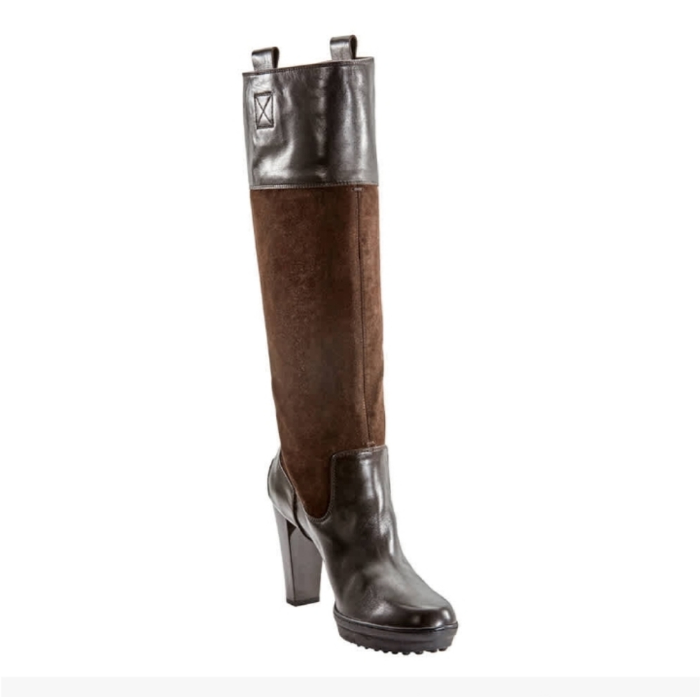 TOD'S brown leather asp stivale boots